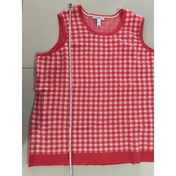 Isaac Mizrahi Live! Gingham Jacquard Sweater Tank CORAL NWOT SIZE XL - Picture 7 of 7